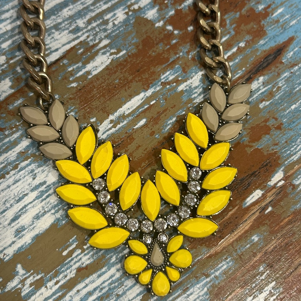 Yellow and Gray Statement Necklace